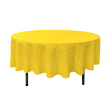 La Linen Polyester Poplin Tablecloth 90-Inches Round, Light Yellow