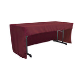 La Linen Open Back Polyester Poplin Fitted Tablecloth 72L X 30W X 30H, Burgundy
