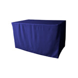 La Linen Polyester Poplin Fitted Tablecloth 48L X 24W X 30H, Royal Blue