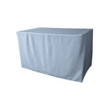 La Linen Polyester Poplin Fitted Tablecloth 48L X 30W X 30H, Light Blue