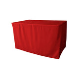La Linen Polyester Poplin Fitted Tablecloth 48L X 30W X 30H, Red