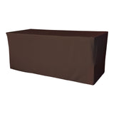 La Linen Polyester Poplin Fitted Tablecloth 72L X 30W X 30H, Brown
