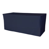 La Linen Polyester Poplin Fitted Tablecloth 72L X 30W X 30H, Navy Blue