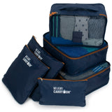 19V69 Italia Collins 6-Piece Packing Cubes Luggage Organizer (Navy+Tan)