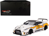Nissan LBSilhouette WORKS GT 35GTRR Ver.1 RHD (Right Hand Drive) #23 White with Yellow Stripes LB Racing 1/18 Model Car by T