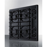 24 Wide Cooktop With Four Sealed Burners, Black Porcelain Finish, And Cast Iron Grates; Made In The Usa