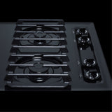 24 Wide Cooktop With Four Sealed Burners, Black Porcelain Finish, And Cast Iron Grates; Made In The Usa