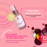 Tanning Water with Color Correcting Additives to Even Skin Tone