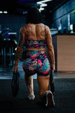 Women's High-Waisted Seamless Front Compression Training Shorts | Tropical Assassin
