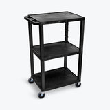 42H 3-Shelf Utility Cart - Electric, Black