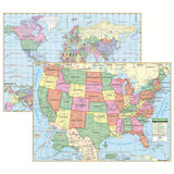 US & World Primary Deskpad Map, Pack of 5