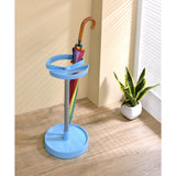 Telford Freestanding Umbrella Stand Rack, Blue Plastic & Silver Metal