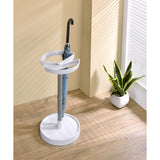 Telford Freestanding Umbrella Stand Rack, White Plastic & Silver Metal