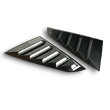 JSD Vintage Quarter Window Louvers for 15-23 Mustang Fastback; Carbon Fiber Print