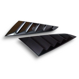 JSD Vintage Quarter Window Louvers for 15-23 Mustang Fastback; Carbon Fiber Print