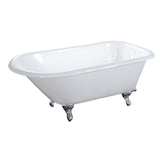 Aqua Eden Vct3D483018Nt1 48-Inch Cast Iron Roll Top Clawfoot Tub With 3-3/8 Inch Wall Drillings, White/Polished Chrome