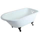 Aqua Eden Vct3D603019Nt5 60-Inch Cast Iron Roll Top Clawfoot Tub With 3-3/8 Inch Wall Drillings, White/Oil Rubbed Bronze
