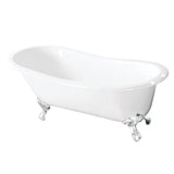 Aqua Eden Vct7D5731Bw 57-Inch Cast Iron Slipper Clawfoot Tub With 7-Inch Faucet Drillings, White