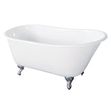 Aqua Eden Vctnd5728Nt1 57-Inch Cast Iron Slipper Clawfoot Tub Without Faucet Drillings, White/Polished Chrome