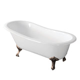Aqua Eden Vctnd673122Zb8 67-Inch Cast Iron Single Slipper Clawfoot Tub (No Faucet Drillings), White/Brushed Nickel
