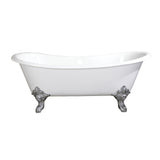 Aqua Eden Vctnds6731Nl1 67-Inch Cast Iron Double Slipper Clawfoot Tub (No Faucet Drillings), White/Polished Chrome