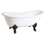 Aqua Eden Vctnds6731Nl5 67-Inch Cast Iron Double Slipper Clawfoot Tub (No Faucet Drillings), White/Oil Rubbed Bronze