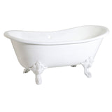 Aqua Eden Vctnds6731Nlw 67-Inch Cast Iron Double Slipper Clawfoot Tub (No Faucet Drillings), White