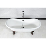 Aqua Eden Vctnds7231Nl5 72-Inch Cast Iron Double Slipper Clawfoot Tub (No Faucet Drillings), White/Oil Rubbed Bronze