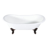 Aqua Eden Vctnds7231Nl5 72-Inch Cast Iron Double Slipper Clawfoot Tub (No Faucet Drillings), White/Oil Rubbed Bronze