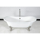 Aqua Eden Vctnds7231Nl8 72-Inch Cast Iron Double Slipper Clawfoot Tub (No Faucet Drillings), White/Brushed Nickel