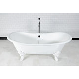 Aqua Eden Vctnds7231Nlw 72-Inch Cast Iron Double Slipper Clawfoot Tub (No Faucet Drillings), White