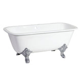 Aqua Eden Vctq7D6732Nl1 67-Inch Cast Iron Double Ended Clawfoot Tub With 7-Inch Faucet Drillings, White/Polished Chrome