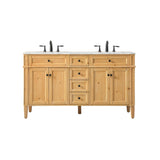60 inch double bathroom vanity in natural wood