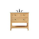 36 inch single bathroom vanity in natural wood