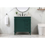 32 Inch Single Bathroom Vanity In Green