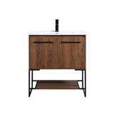 30 inch Single Bathroom Vanity in Walnut Brown
