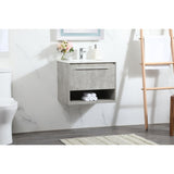 24 Inch Single Bathroom Vanity In Concrete Grey