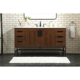 60 Inch Single Bathroom Vanity In Walnut