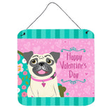 Caroline'S Treasures Happy Valentine'S Day Pug Wall Or Door Hanging Prints Vha3002Ds66, 6 X 6, Multicolor