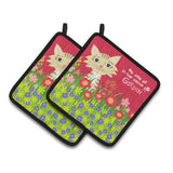 Caroline'S Treasures Garden Cat Pair Of Pot Holders Vha3009Pthd, 7.5Hx7.5W, Multicolor
