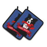 Caroline'S Treasures Ahoy Matey Nautical Border Collie Pair Of Pot Holders Vha3011Pthd, 7.5Hx7.5W, Multicolor