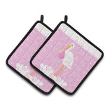 Caroline'S Treasures It'S A Baby Girl Pair Of Pot Holders Vha3013Pthd, 7.5Hx7.5W, Multicolor