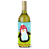 Caroline'S Treasures Vha3015Literk Merry Christmas Happy Penguin Wine Bottle Koozie Hugger, Multicolor, 750Ml