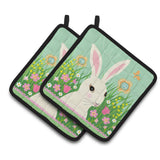 Caroline'S Treasures Easter Bunny Rabbit Pair Of Pot Holders, 7.5Hx7.5W, Multicolor