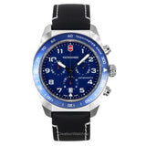 Victorinox Swiss Army Chronograph Leather Strap Blue Dial Quartz 242047 100M MenS Watch