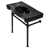 Fauceture VPB136K0ST Imperial Console Sink Basin with Stainless Steel Leg, Black/Matte Black