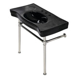 Fauceture VPB136K6ST Imperial Console Sink Basin with Stainless Steel Leg, Black/Polished Nickel