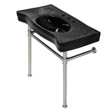Fauceture VPB136K8ST Imperial Console Sink Basin with Stainless Steel Leg, Black/Brushed Nickel