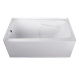 Aqua Eden VTAP543023L 54Inch Acrylic Alcove Tub with Arm Rest and Left Hand Drain Hole, White