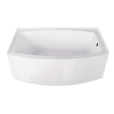 Aqua Eden Vtdr603022R 60-Inch Acrylic Curved Apron Alcove Tub With Right Hand Drain Hole, White